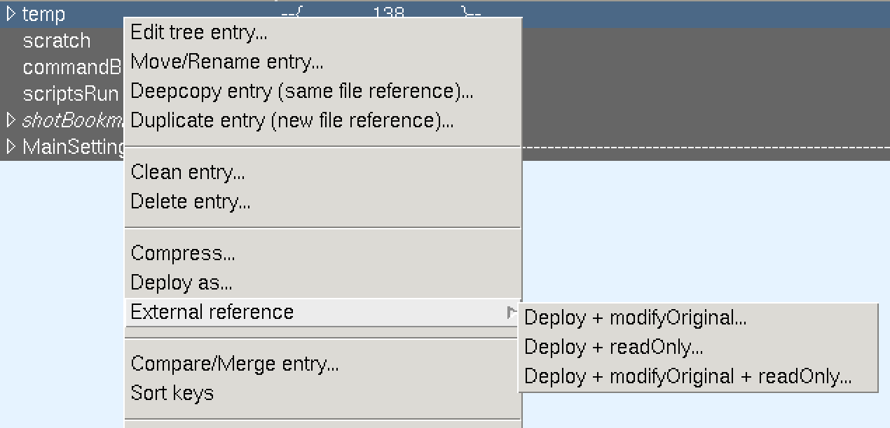 OMFIT right-click menu showing External reference options